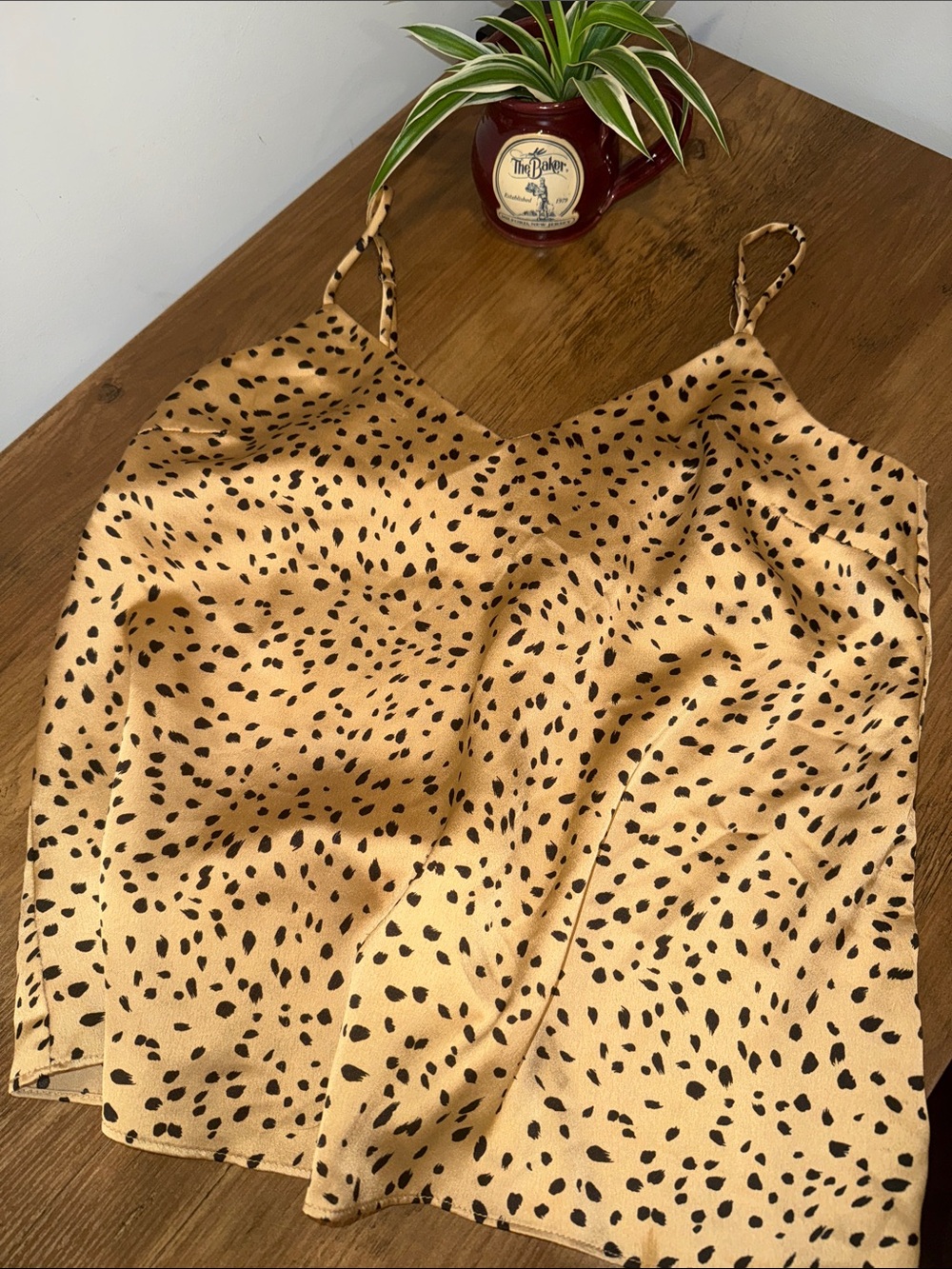 Forever 21 Tan Cheetah Print Satin Cami Top